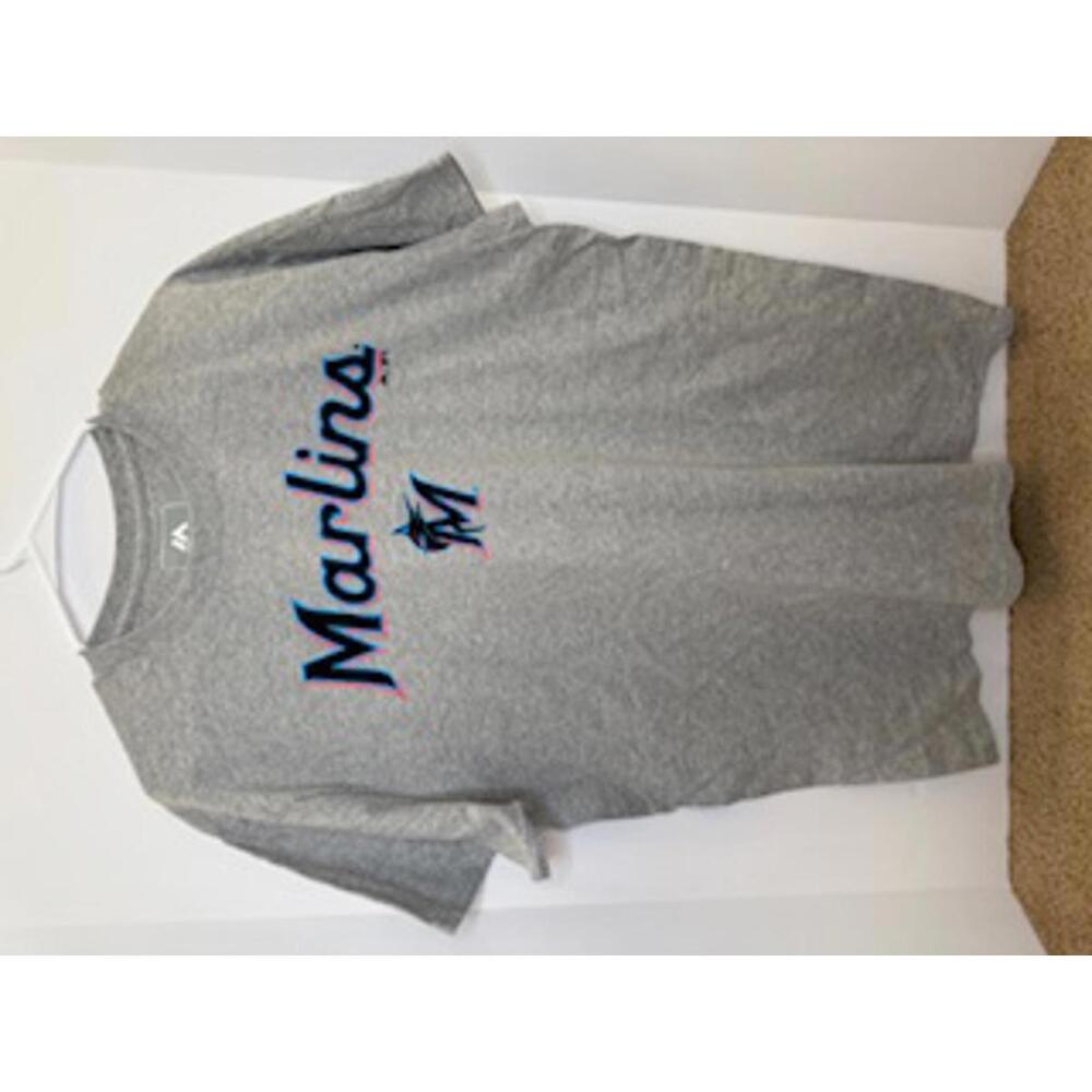 Majestic Miami Marlins Mens Large Gray MLB